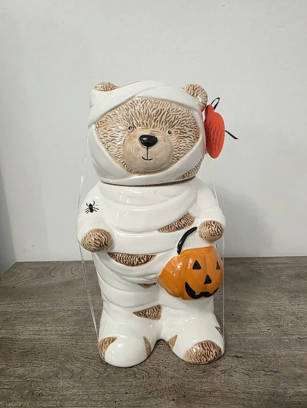 Halloween Creepy Critters Mummy Teddy Bear Canister Cookie Jar